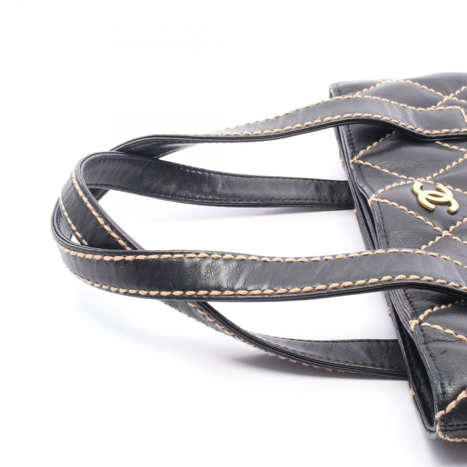 Chanel Tote Wild Stitch Black Leather Handbag — view 6