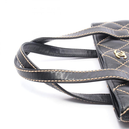 Chanel Tote Wild Stitch Black Leather Handbag — view 6