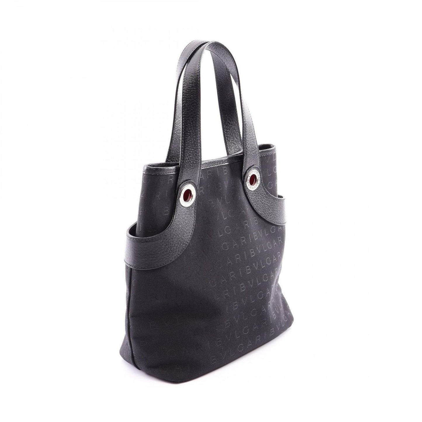 Bvlgari Handbag Logo Mania Black Canvas Leather — view 2