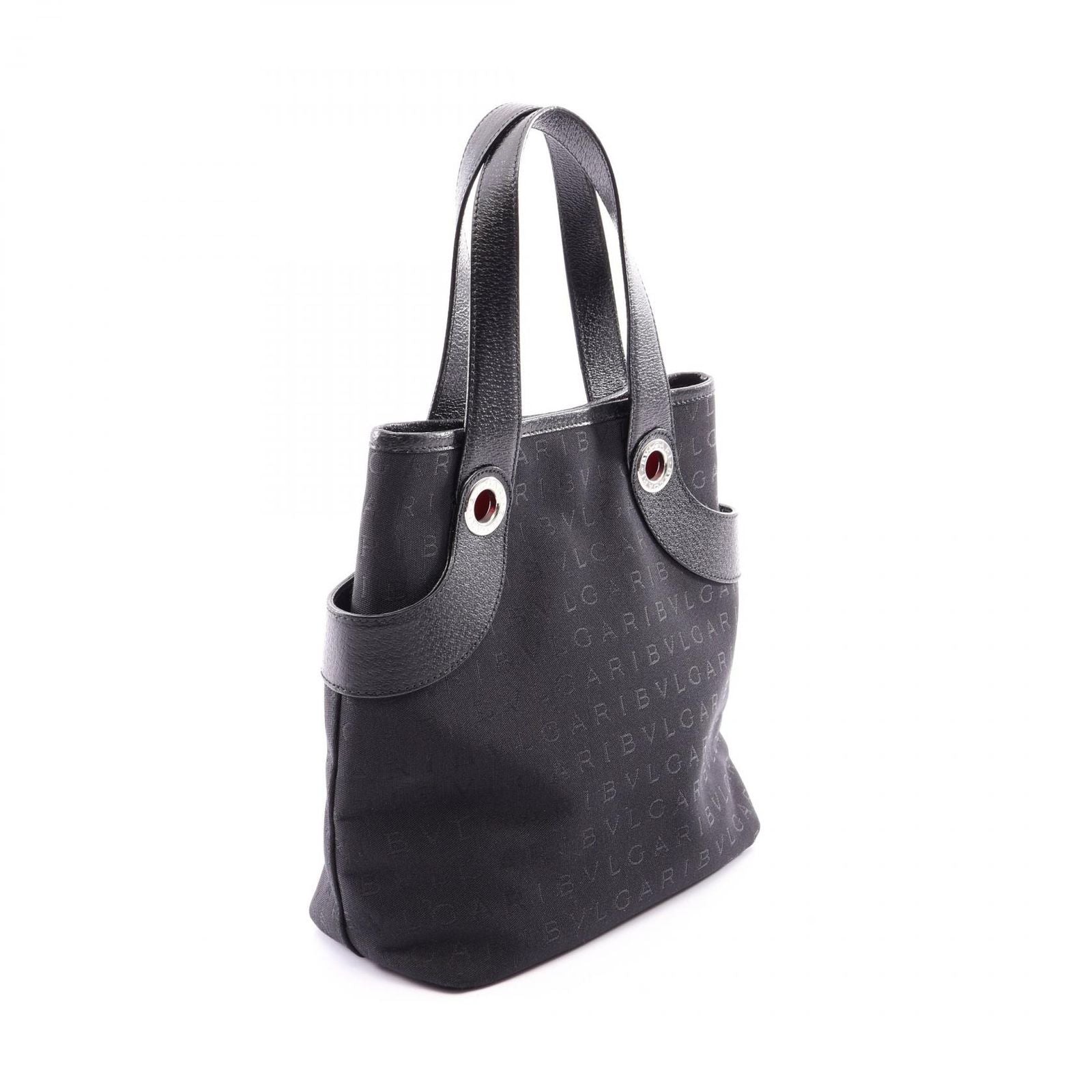 Bvlgari Handbag Logo Mania Black Canvas Leather — view 2