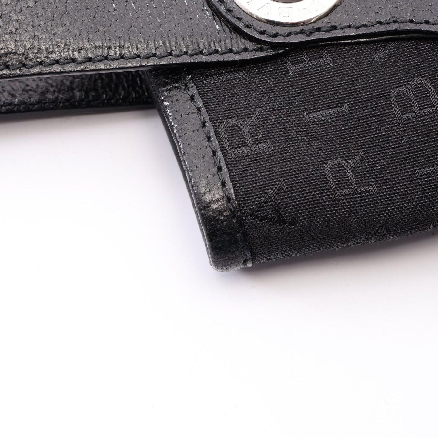Bvlgari Handbag Logo Mania Black Canvas Leather — view 6