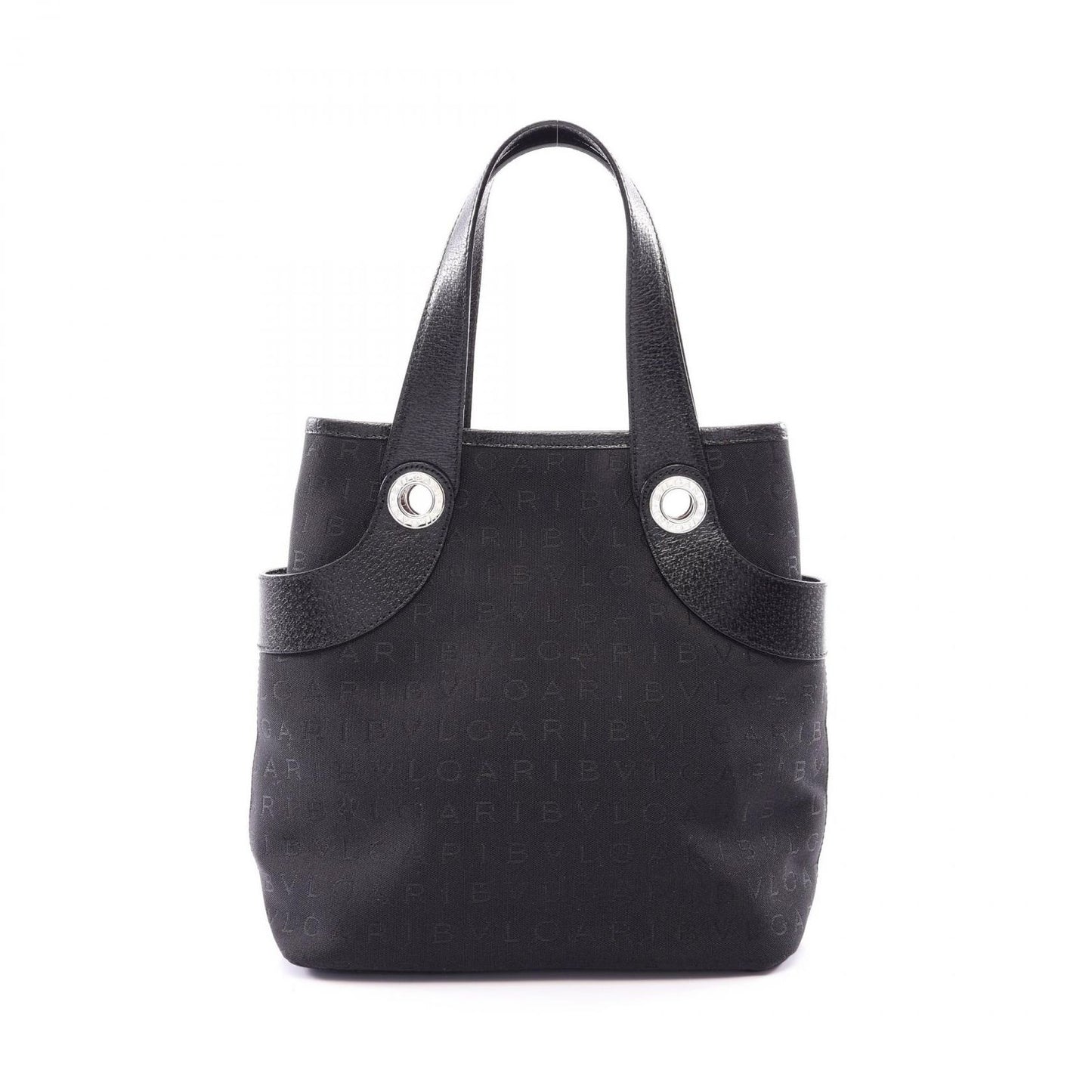 Bvlgari Handbag Logo Mania Black Canvas Leather