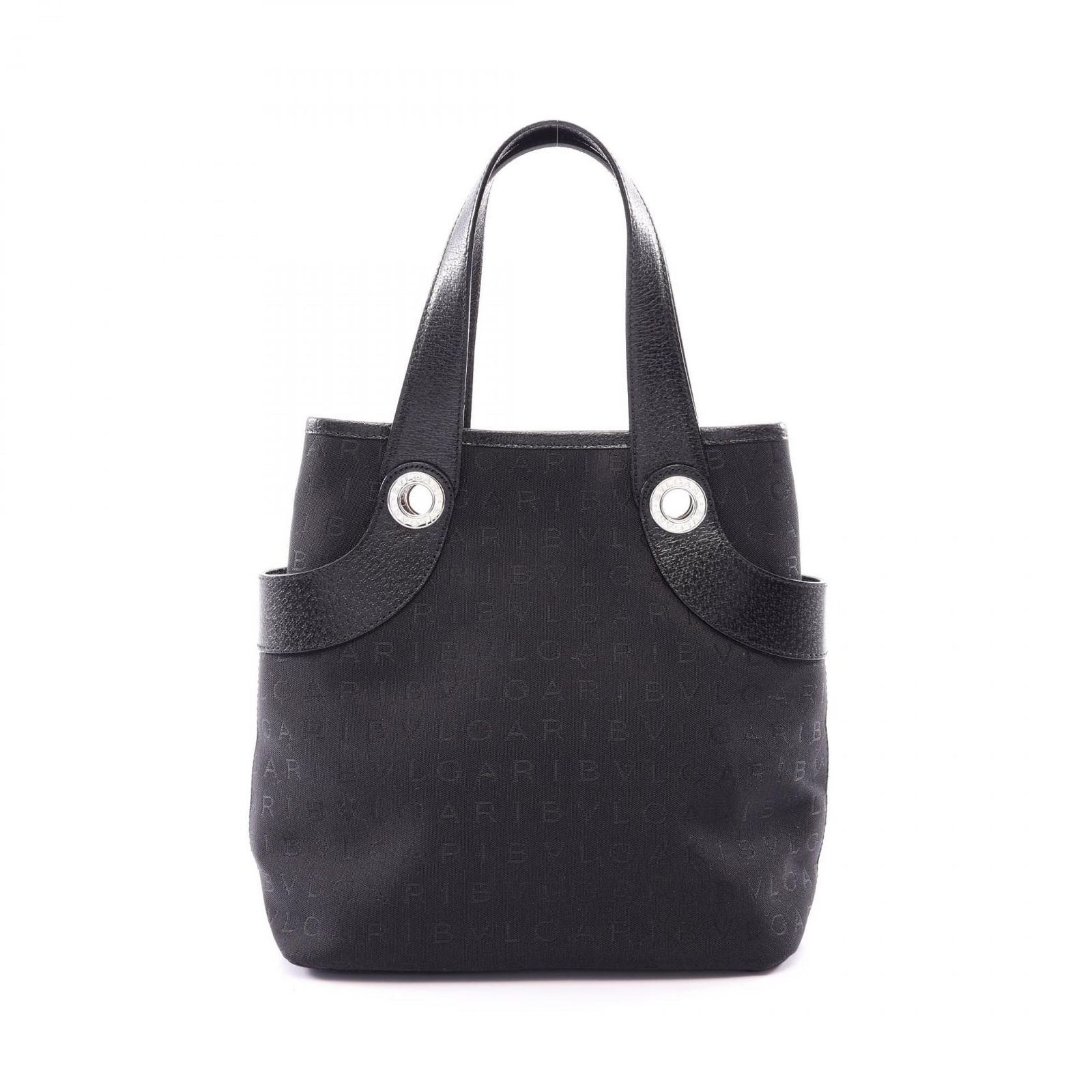 Bvlgari Handbag Logo Mania Black Canvas Leather