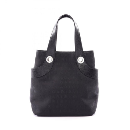 Bvlgari Handbag Logo Mania Black Canvas Leather