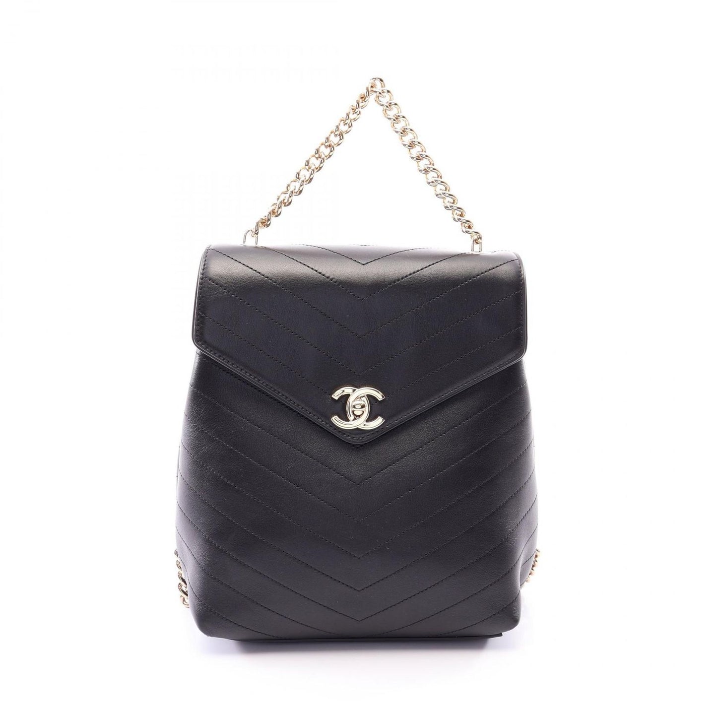 Chanel Backpack Stitch Black Lambskin Chez Blanc