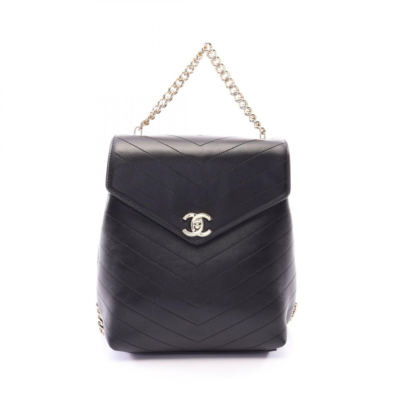 Chanel Backpack Stitch Black Lambskin Chez Blanc
