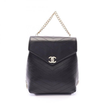 Chanel Backpack Stitch Black Lambskin Chez Blanc