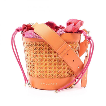 Bvlgari Shoulder Bag Serpenti Forever Natural Coral Orange Leather Basket