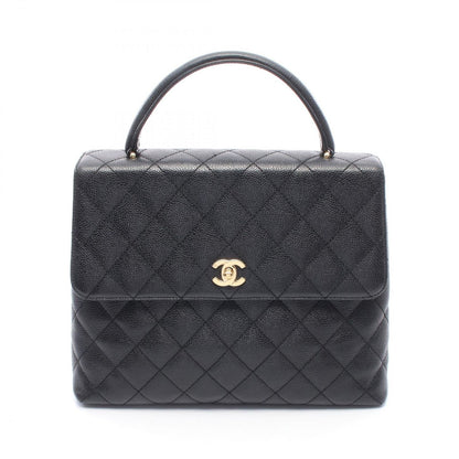 Chanel Handbag Quilted Black Caviar Leather Top Handle
