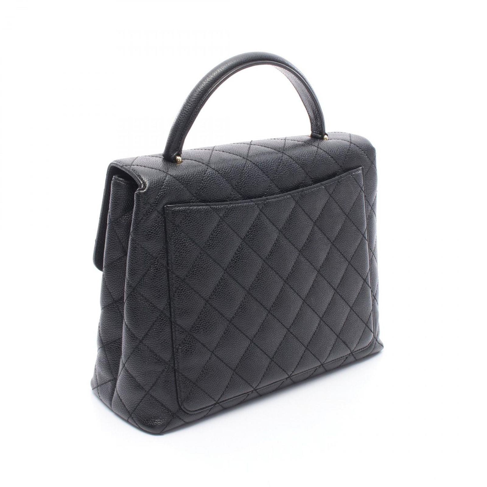 Chanel Handbag Quilted Black Caviar Leather Top Handle — view 2