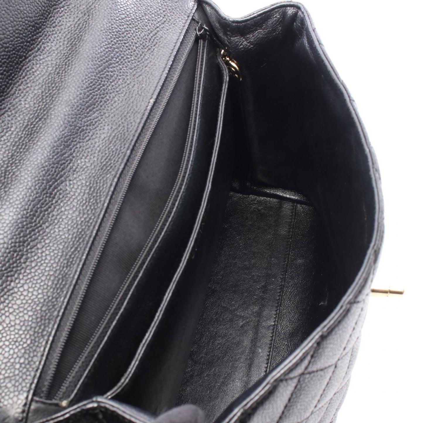 Chanel Handbag Quilted Black Caviar Leather Top Handle — view 3
