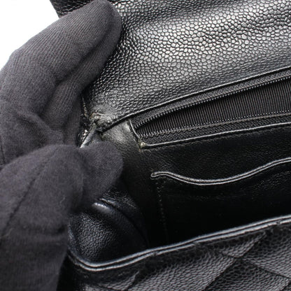 Chanel Handbag Quilted Black Caviar Leather Top Handle — view 7
