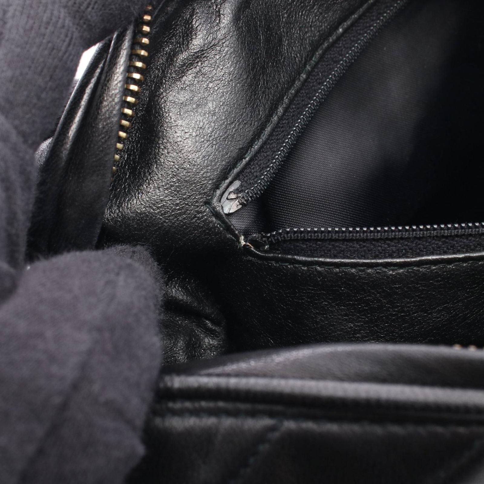 Chanel Shoulder Bag CC Logo Bias Stitch Tassel Black Lambskin Fringe Chain — view 6