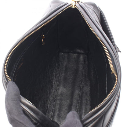 Chanel Shoulder Bag CC Logo Bias Stitch Tassel Black Lambskin Fringe Chain — view 3