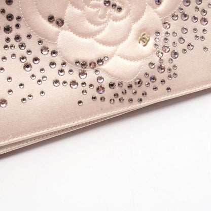 Chanel Shoulder Bag Camellia CC Logo Light Pink Fabric Chain Clutch — view 9