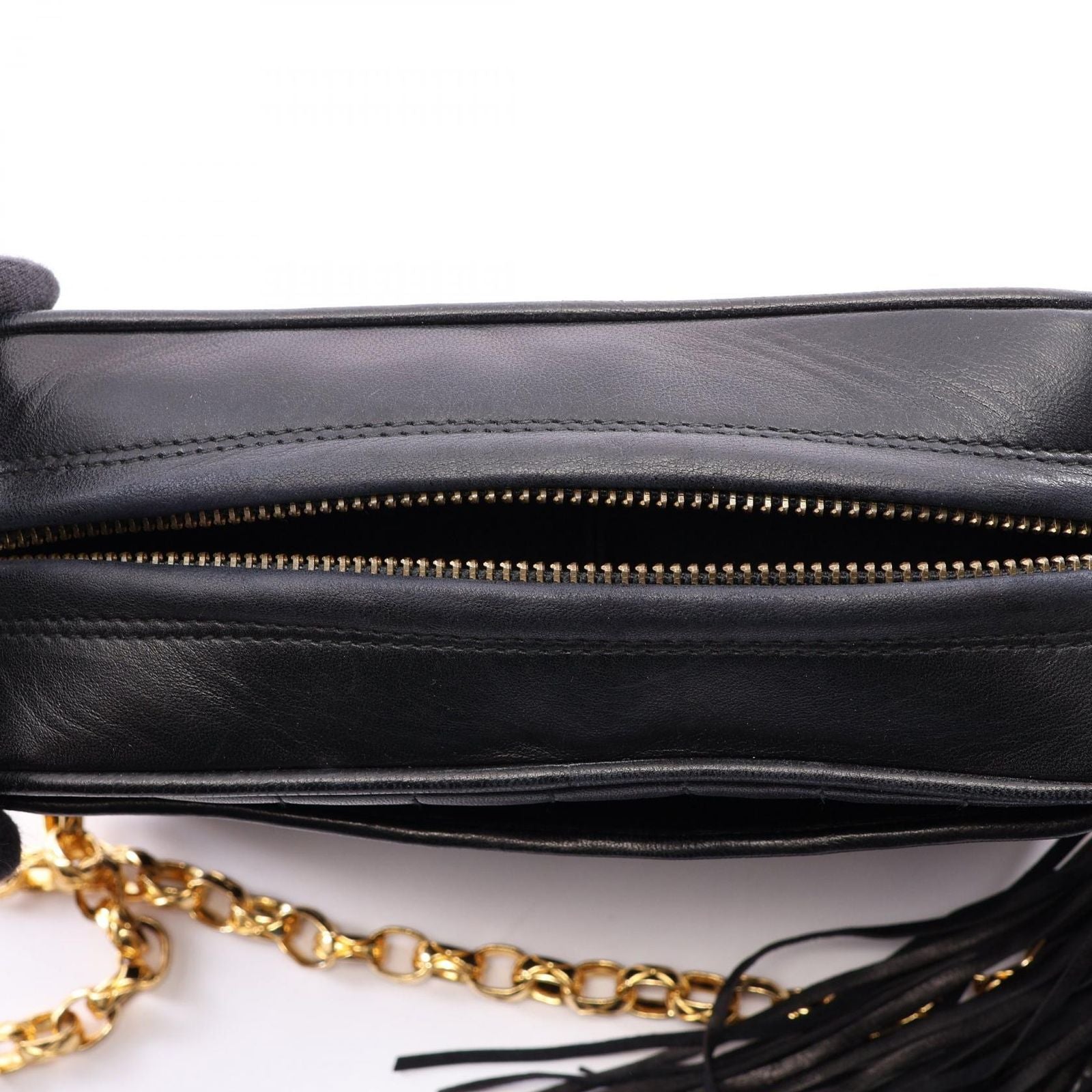 Chanel Shoulder Bag Mademoiselle Tassel Black Lambskin Fringe Mini Chain — view 7