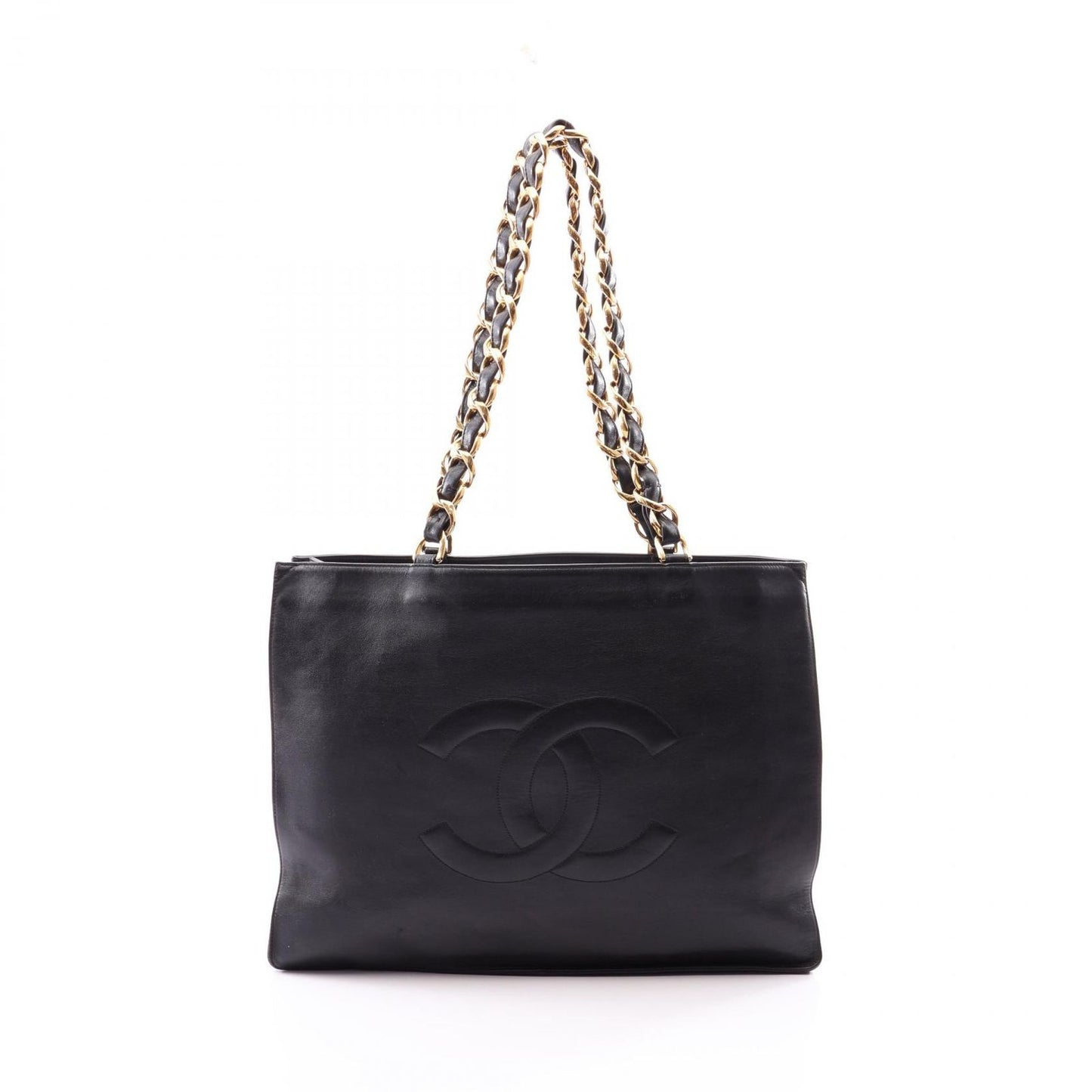 Chanel Tote Big CC Logo Black Lambskin Jumbo Chain