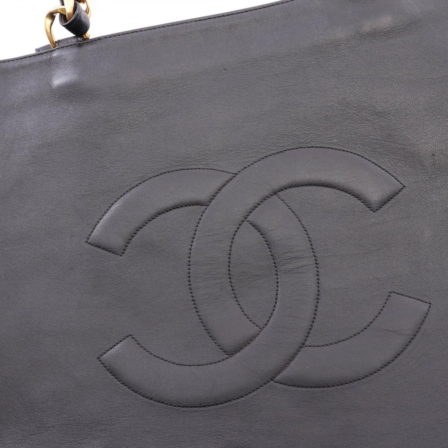 Chanel Tote Big CC Logo Black Lambskin Jumbo Chain — view 8