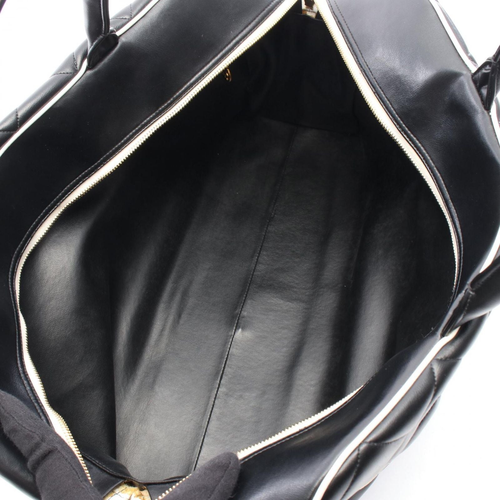 Chanel Quilted Bowling Bag Black Leather — view 3