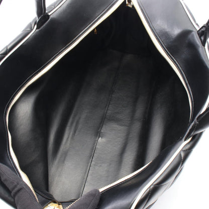 Chanel Quilted Bowling Bag Black Leather — view 3