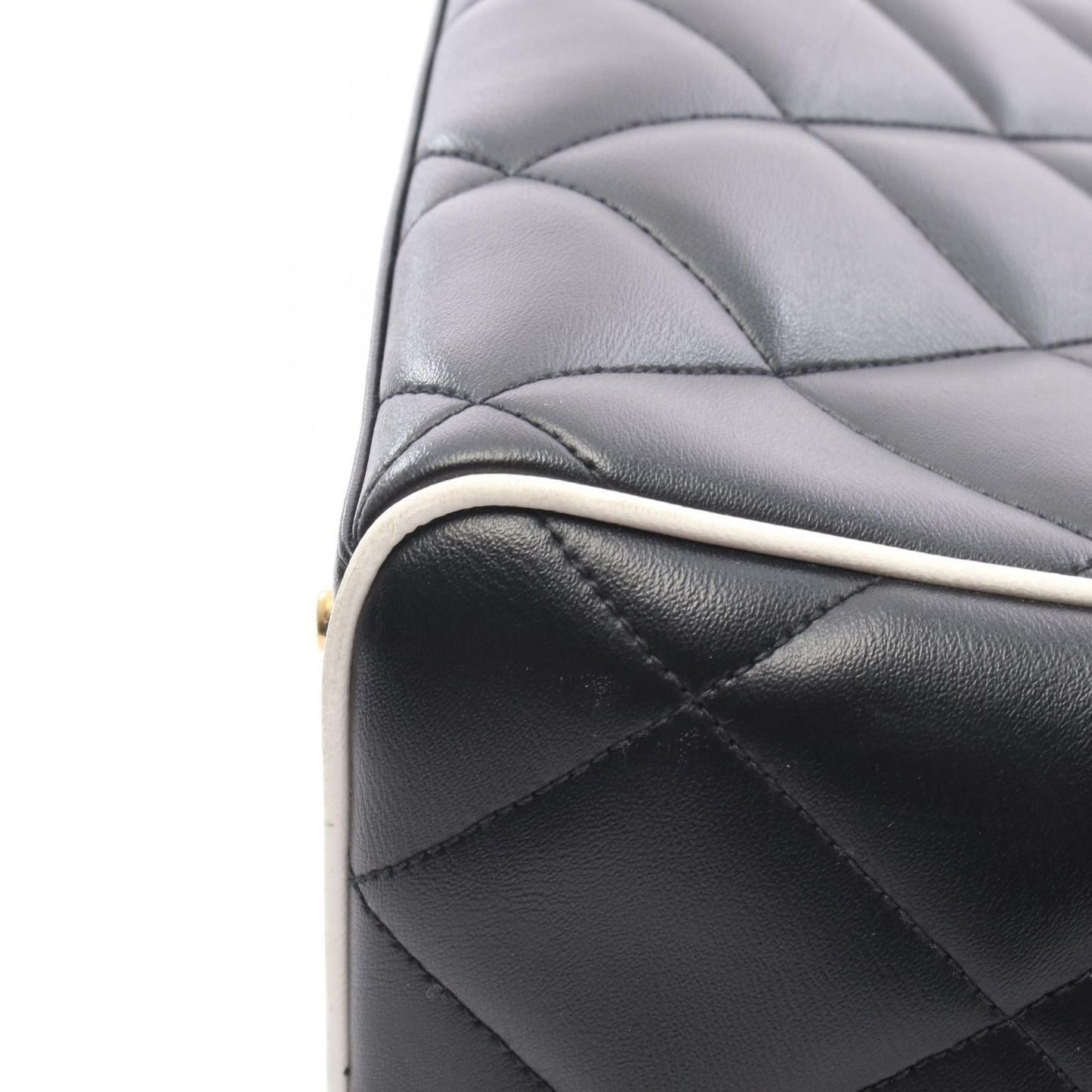 Chanel Quilted Bowling Bag Black Leather — view 7