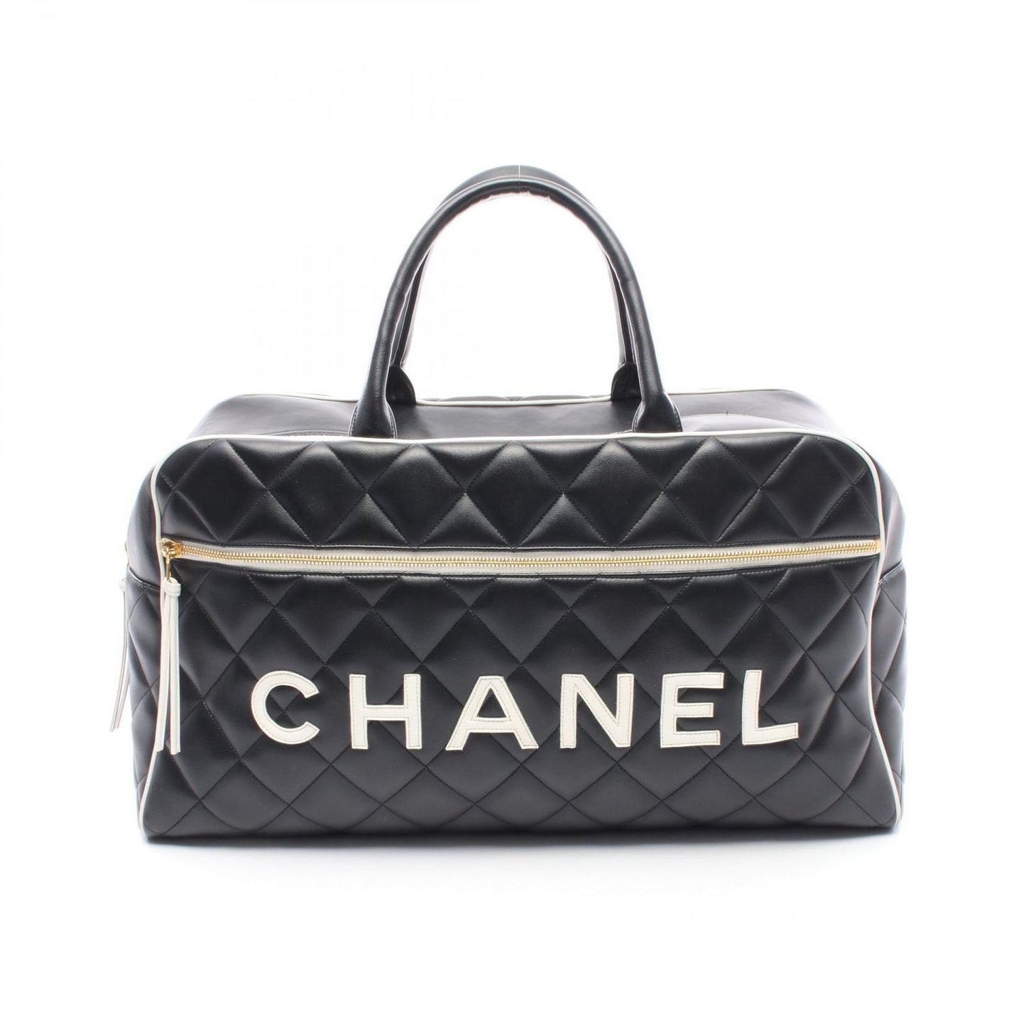 Chanel Quilted Bowling Bag Black Leather