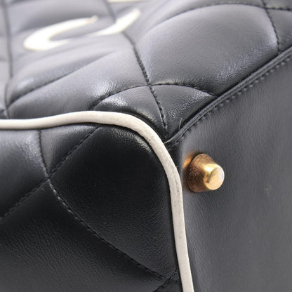 Chanel Quilted Bowling Bag Black Leather — view 6