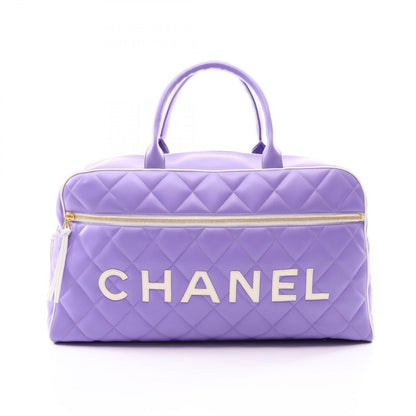 Chanel Boston Bag Quilted Purple Leather