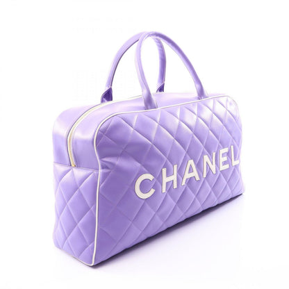 Chanel Boston Bag Quilted Purple Leather — view 2