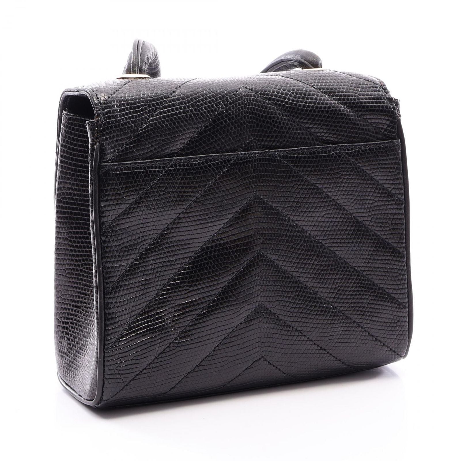 Chanel Shoulder Bag Stitch Mini Black Exotic Cles the — view 2