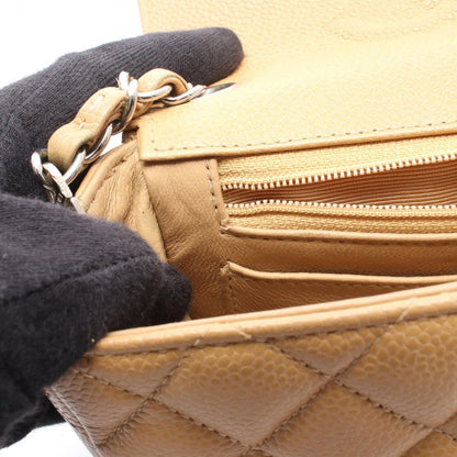 Chanel Shoulder Bag Mini Quilted Beige Caviar Leather Chain — view 7