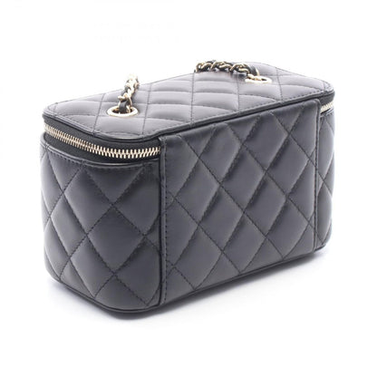 Chanel Shoulder Bag Quilted Vanity Black Lambskin Chain — view 2