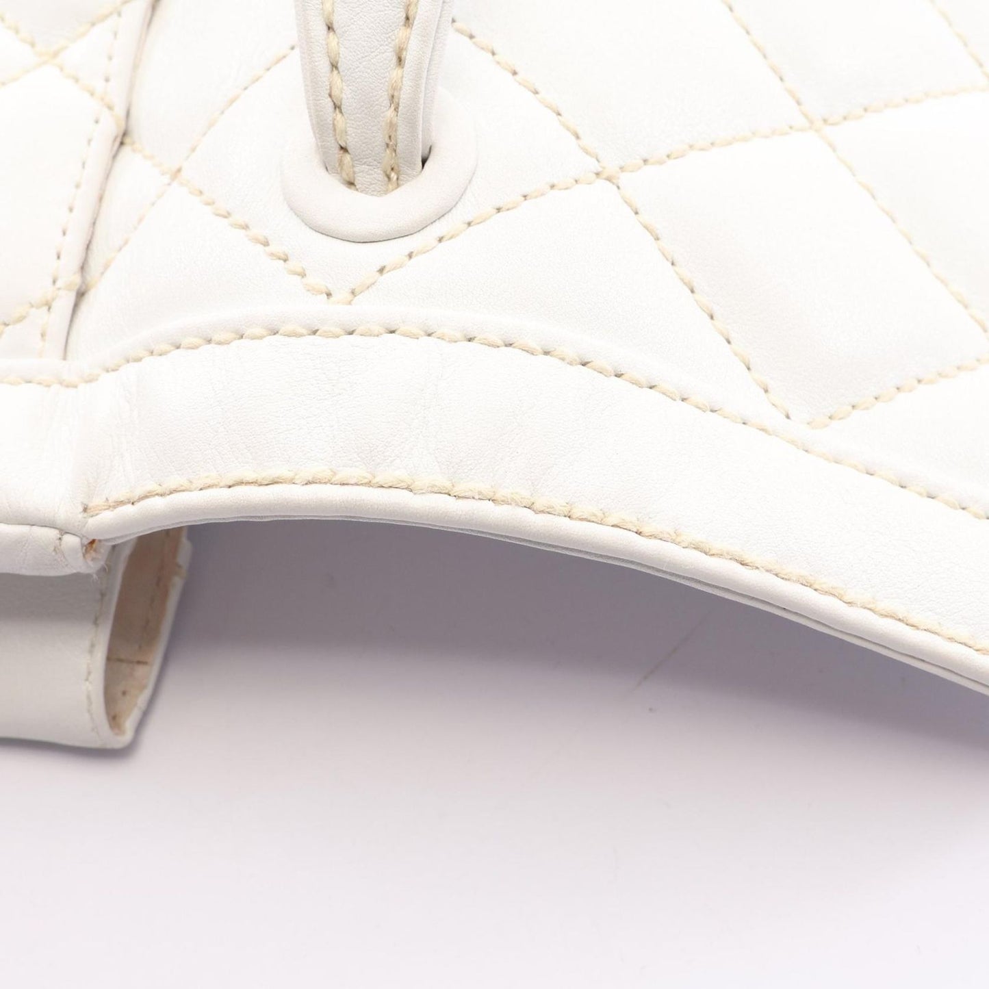 Chanel Handbag Wild Stitch Top Handle White Leather — view 8
