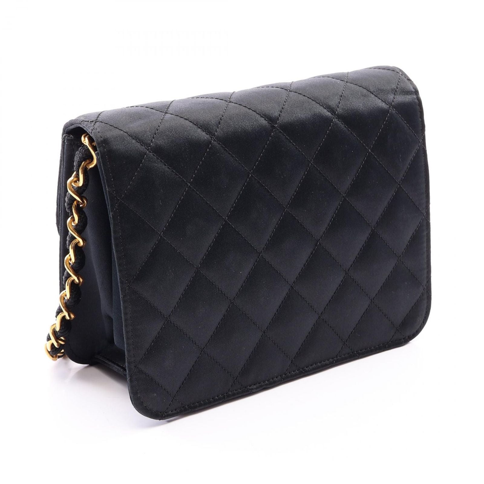Chanel Shoulder Bag Quilted Black Fabric Mini Chain — view 2