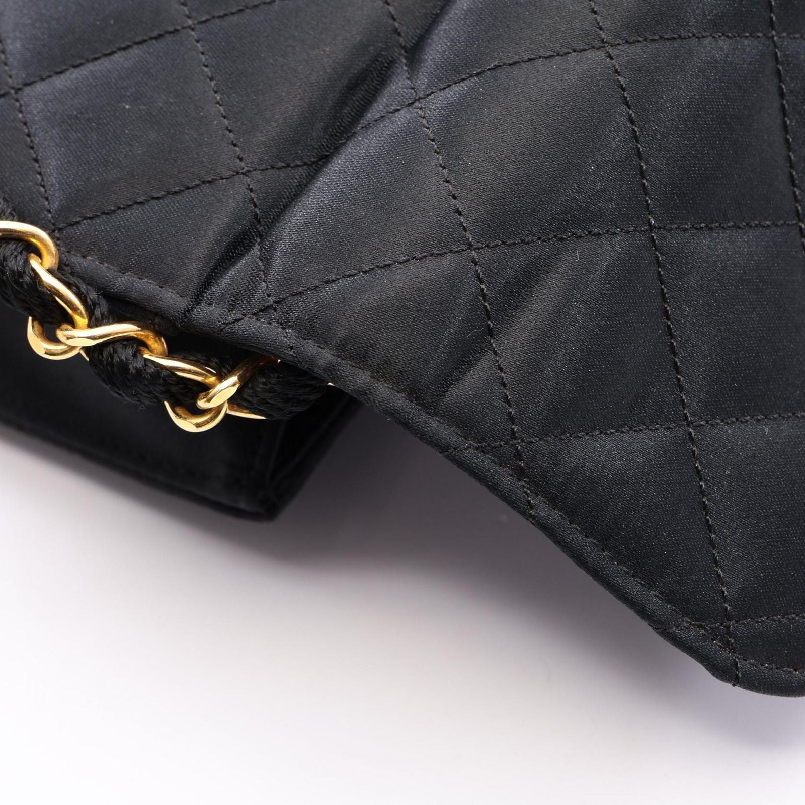 Chanel Shoulder Bag Quilted Black Fabric Mini Chain — view 7