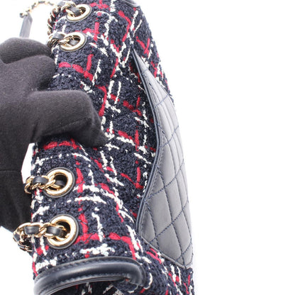 Chanel Shoulder Bag CC Filigree Navy Red Fabric Leather CC Quilted Chain — view 6