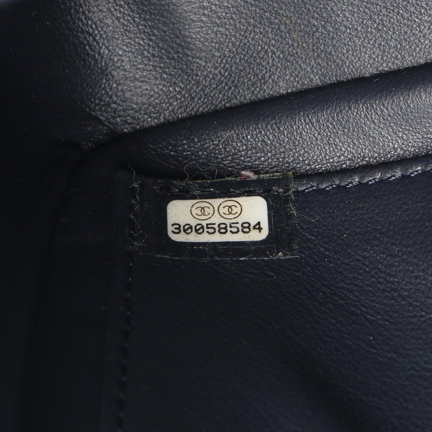 Chanel Shoulder Bag CC Filigree Navy Red Fabric Leather CC Quilted Chain — view 5