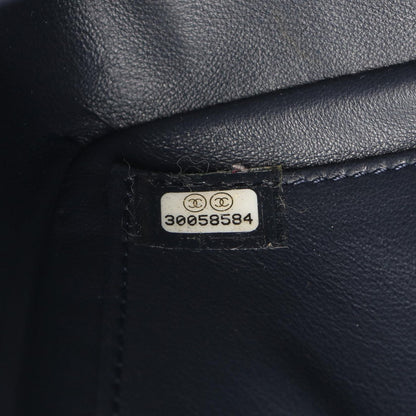 Chanel Shoulder Bag CC Filigree Navy Red Fabric Leather CC Quilted Chain — view 5