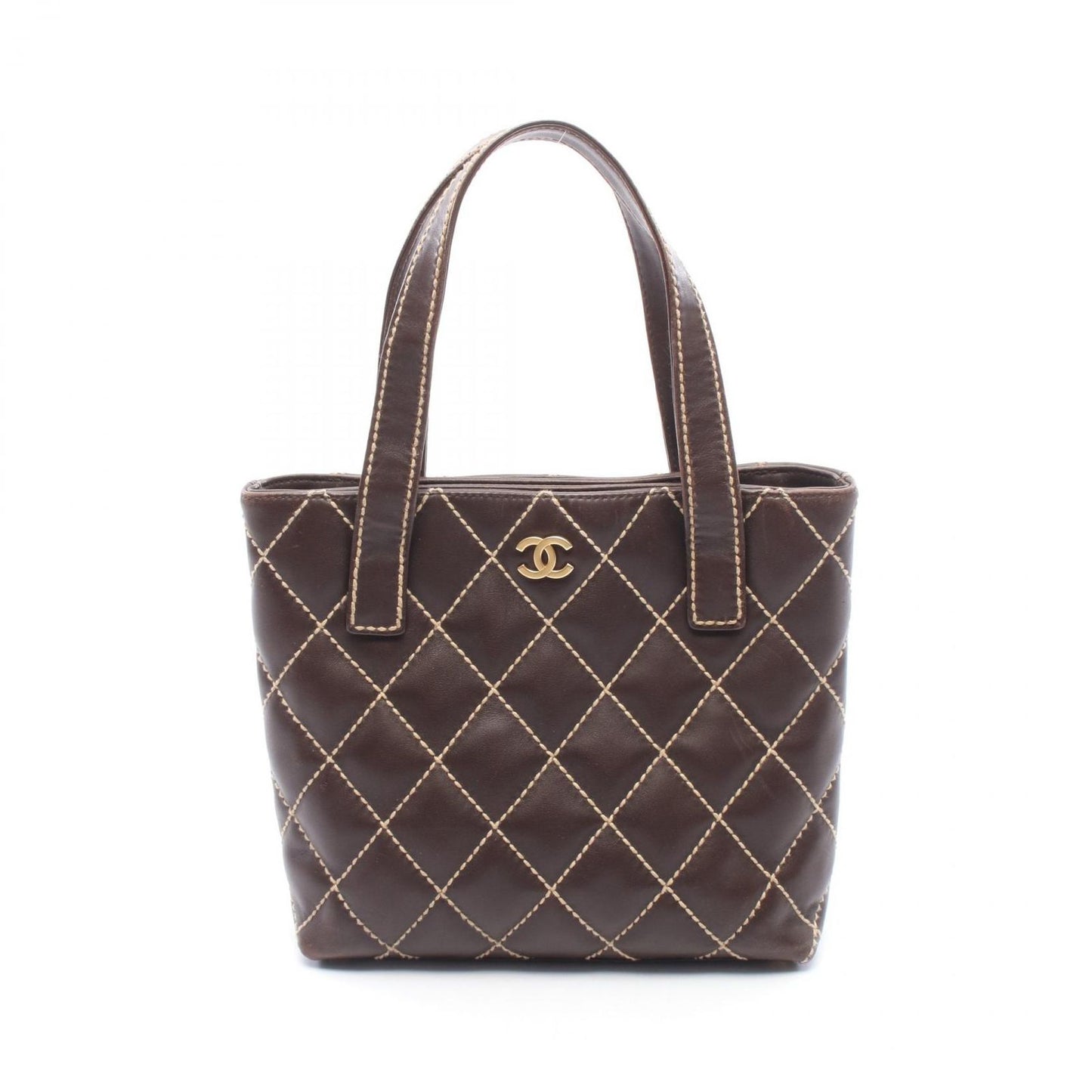 Chanel Tote Wild Stitch Brown Leather