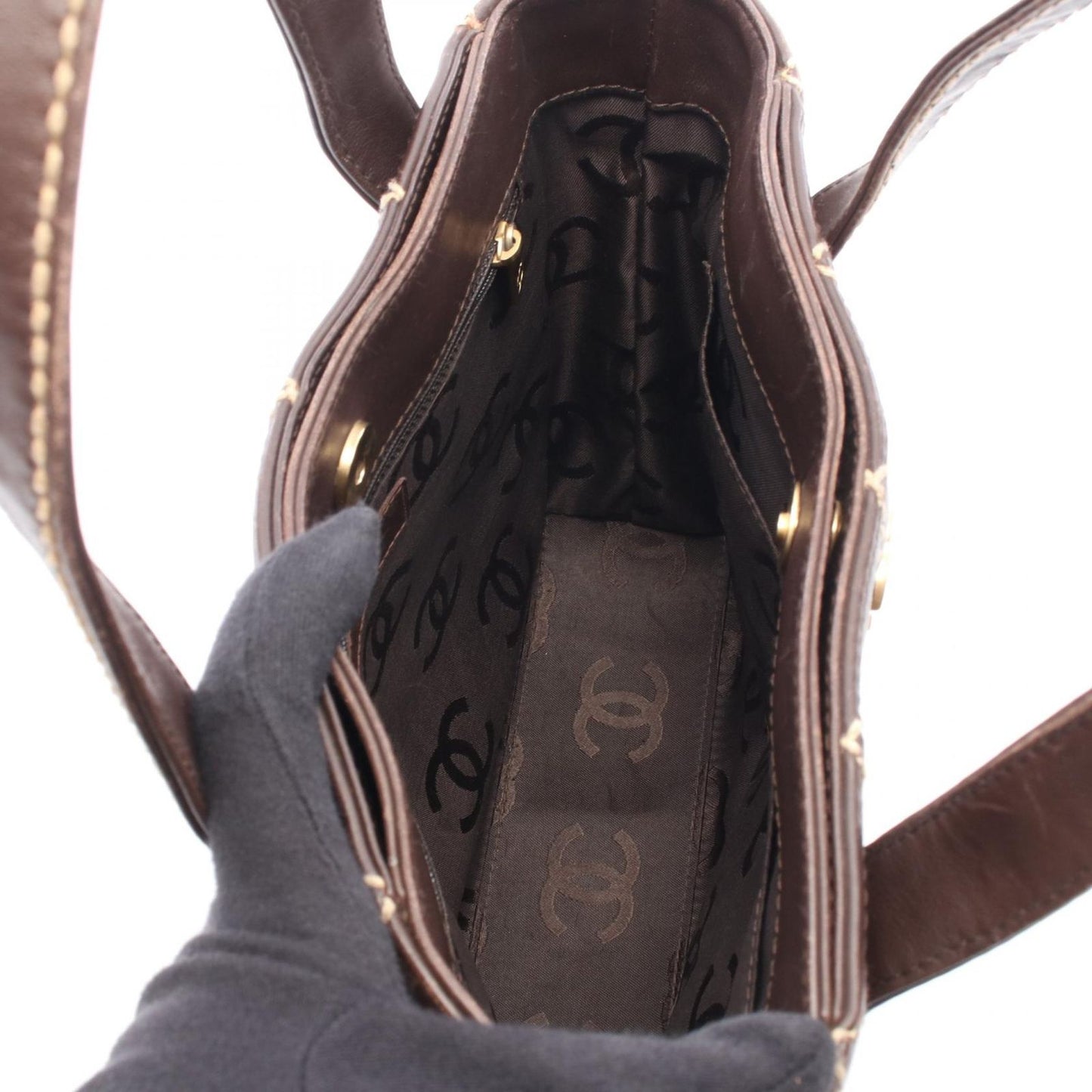 Chanel Tote Wild Stitch Brown Leather — view 3