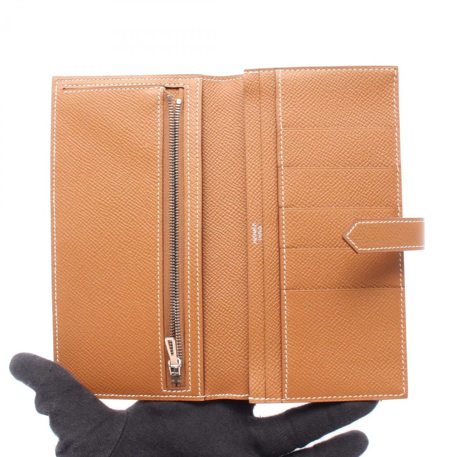 Hermes Bifold Wallet Bearn Souffle Gold Leather Calf — view 3