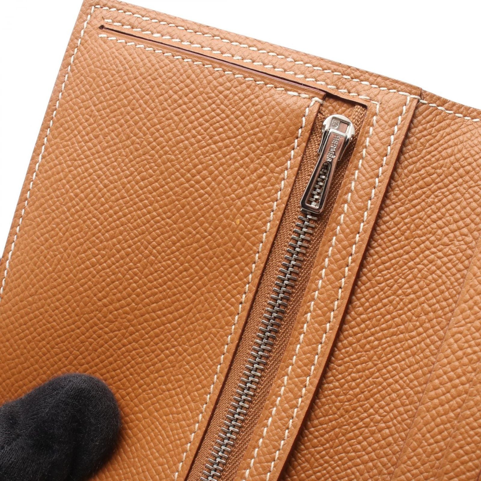 Hermes Bifold Wallet Bearn Souffle Gold Leather Calf — view 8
