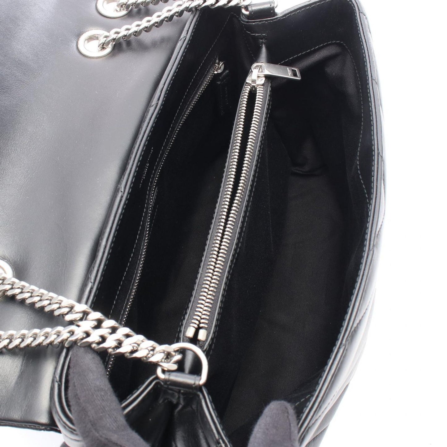Saint Laurent Paris Tote Loulou Black Leather Chain — view 3
