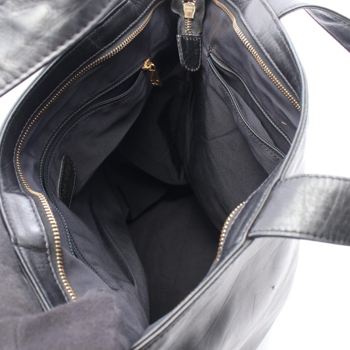 Chanel Tote CC Logo Embossed Black Lambskin CC — view 3