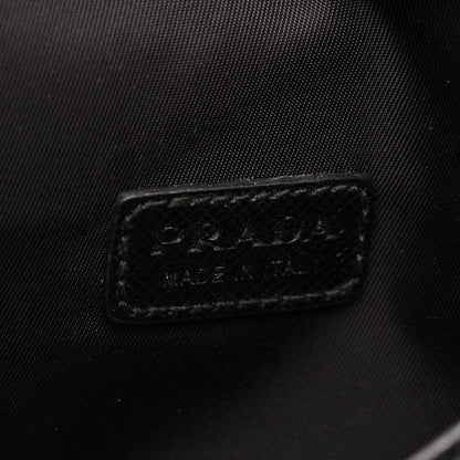 Prada Shoulder Bag Triangle Logo Black Nylon Saffiano Leather Pochette — view 4