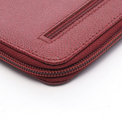 Chanel Round Wallet CC Logo Wine Red Caviar Leather — view 9
