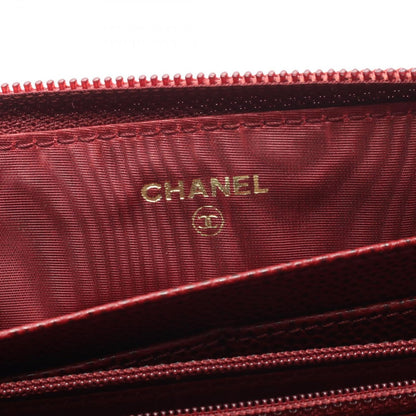 Chanel Round Wallet CC Logo Wine Red Caviar Leather — view 4