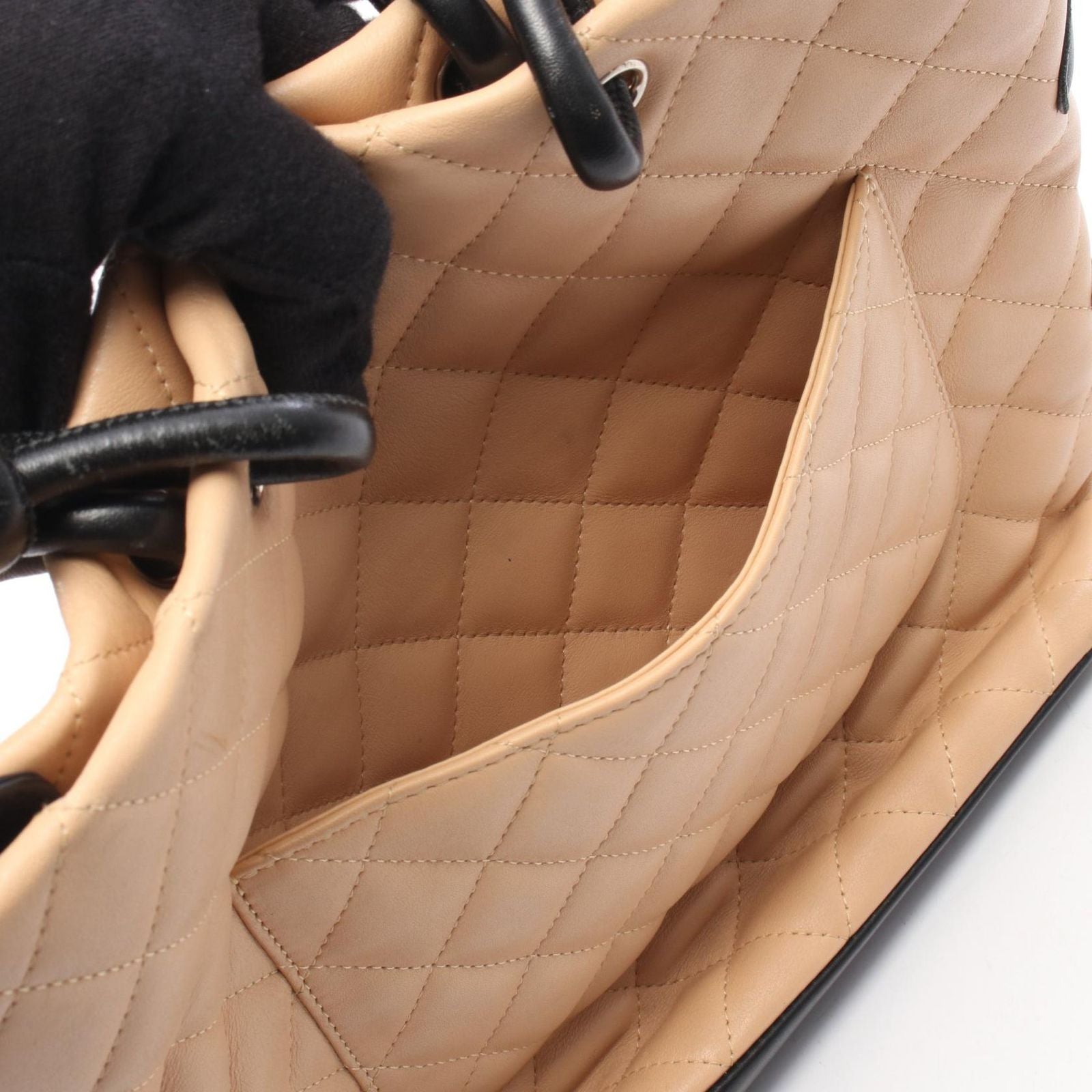 Chanel Tote Cambon Line Beige Black Leather — view 6