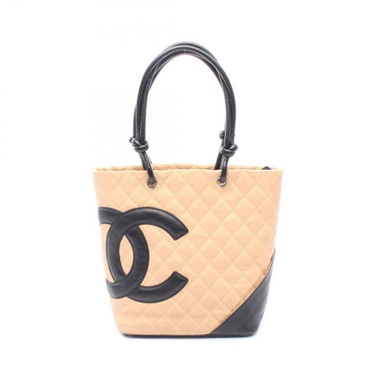 Chanel Tote Cambon Line Beige Black Leather