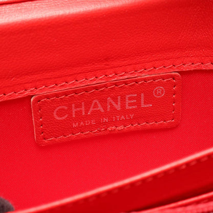 Chanel Shoulder Bag Quilted Red Lambskin Chain Wallet — view 4